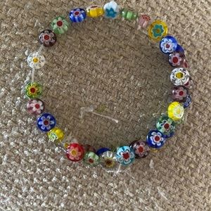 Multicolored Millifiori Italian glass bead bracelet